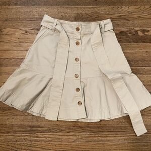 Banana Republic Khaki A-Line Button Down Belted Flounce Skirt